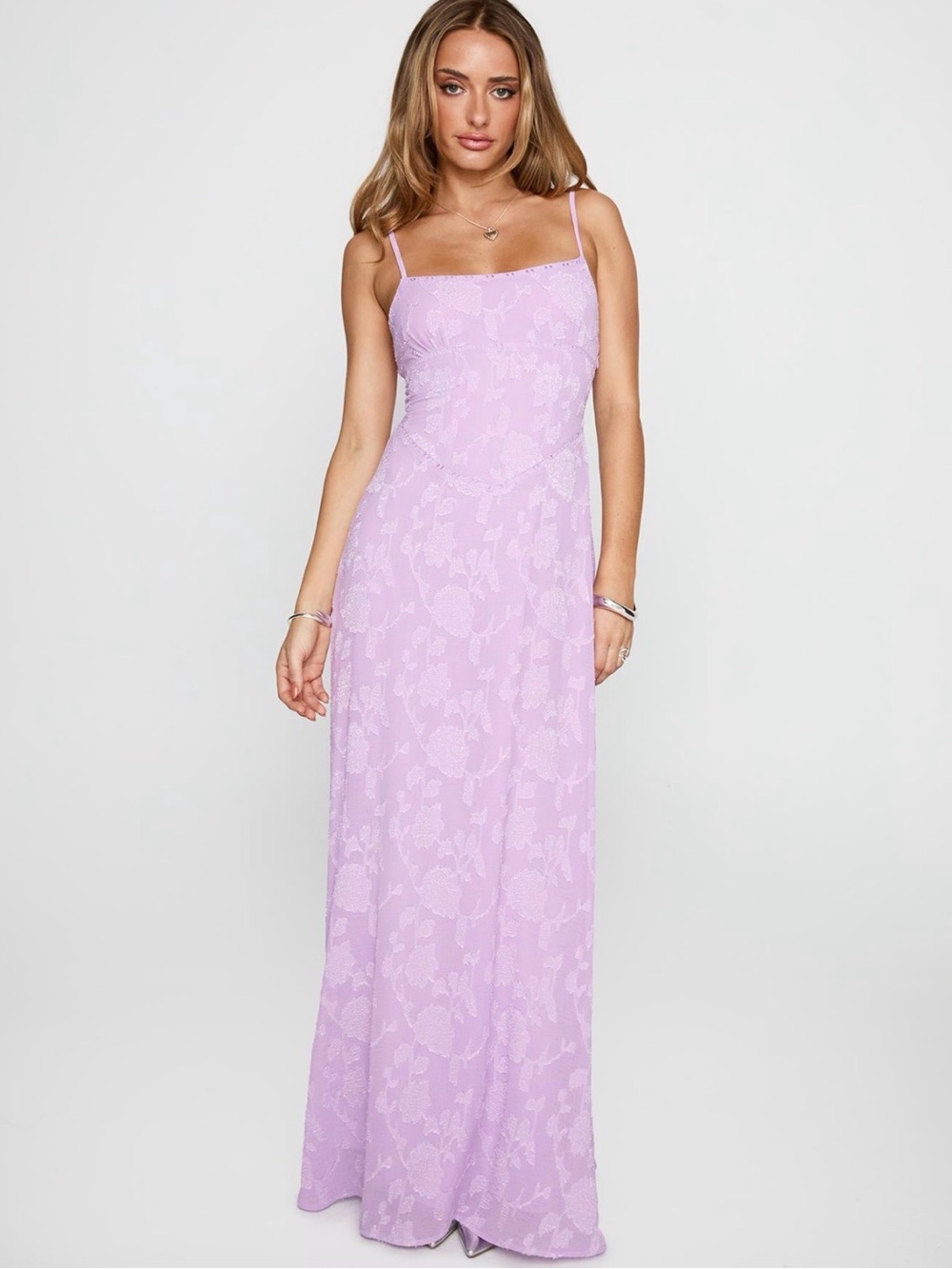 Princess Polly Lilac Lace Maxi Slip Dress